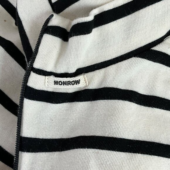 Monrow Size M Striped Midi Dress White Black Sleeveless Mock Neck Knee Length - Picture 9 of 11